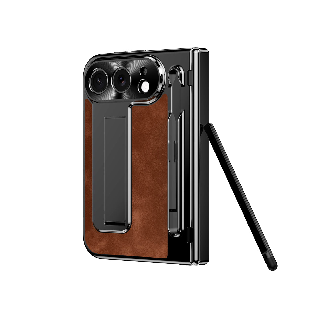 iPhone Duo - Jazz Retro Style Leather Cover Built-in Tempered Glass Film & Kickstand & Pen-slot & Stylus