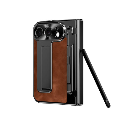 iPhone Duo - Jazz Retro Style Leather Cover Built-in Tempered Glass Film & Kickstand & Pen-slot & Stylus