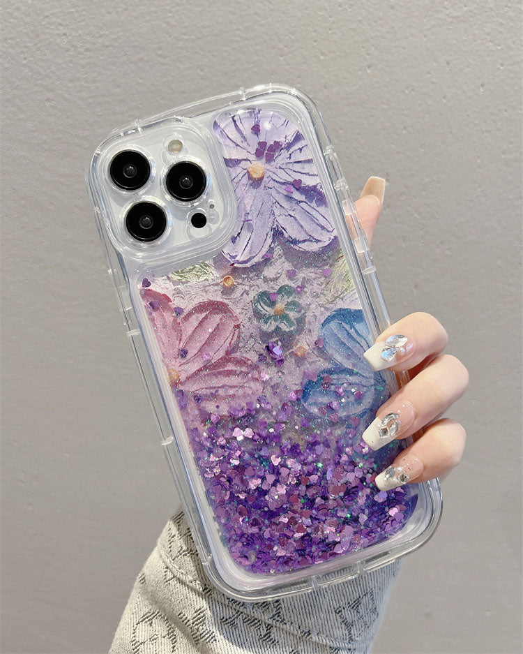 Quicksand Oil Painting Flower iPhone Case