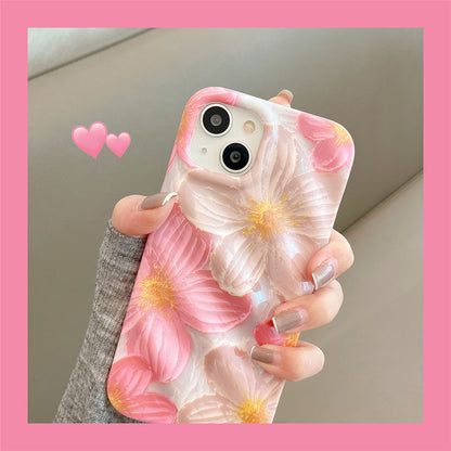 Pink Oil Painting Flower iPhone Case