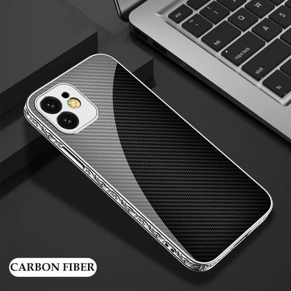 Luxury Plating Anti-knock Carving Edge Protection Tempered Glass iPhone Cases