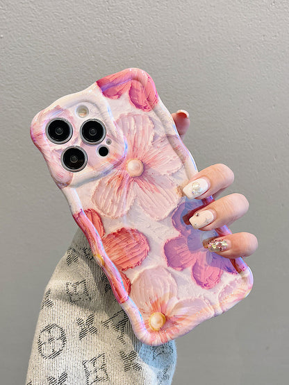 Luxurious Oil Painting Pink Rose Flower iPhone Case