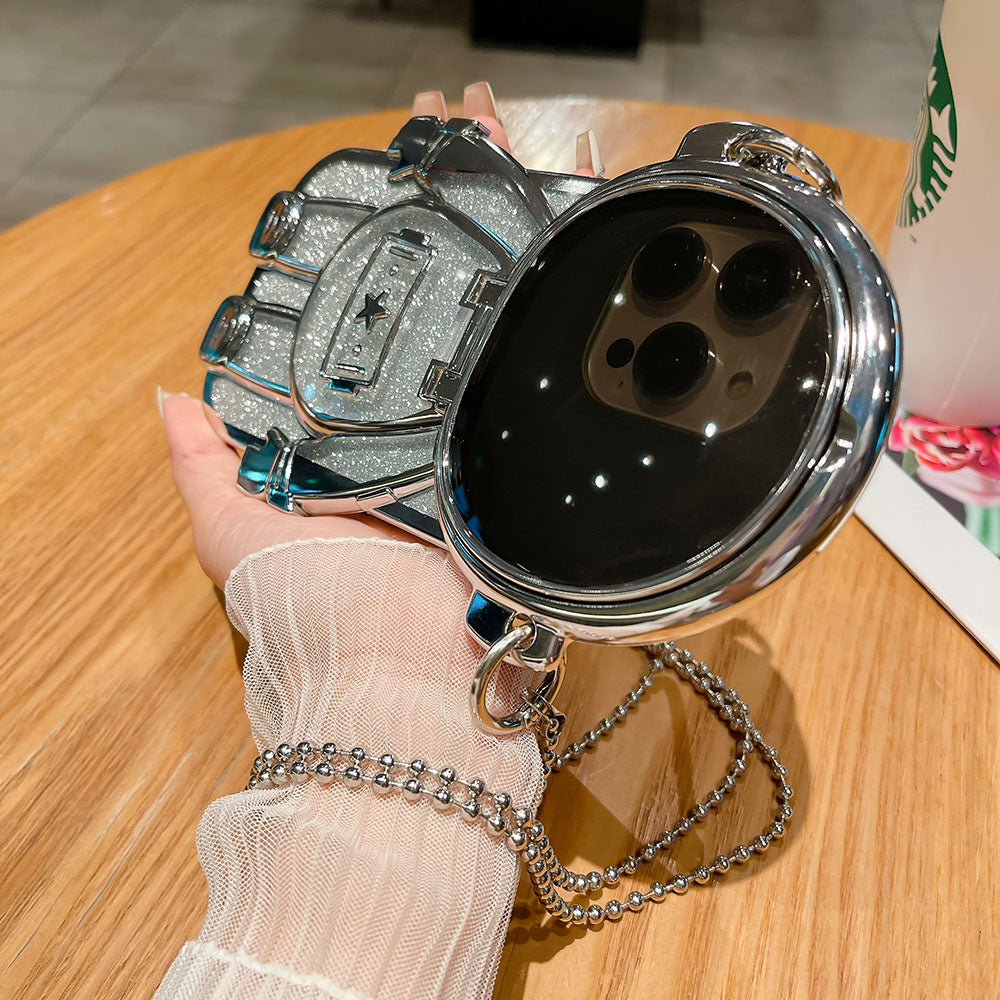 Gradient Glitter Astronaut Stand iPhone Case