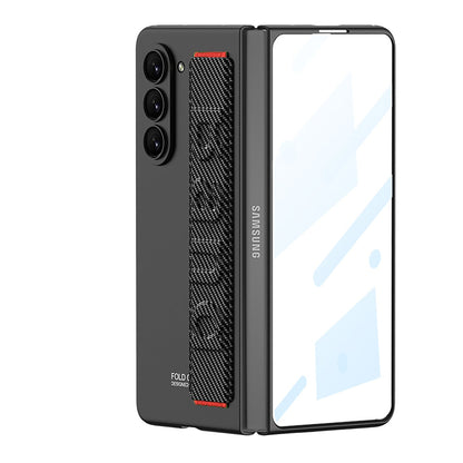 Ultra-Slim Samsung Galaxy Z Fold 5 Case with Front Screen Tempered Glass Protector & Wrist Band - Mycasety Mycasety
