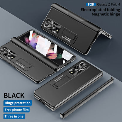 Electroplated Folding Magnetic Hinge Phone Case For Samsung Galaxy Z Fold3 Fold4 5G With Back Screen Protector - Mycasety Mycasety