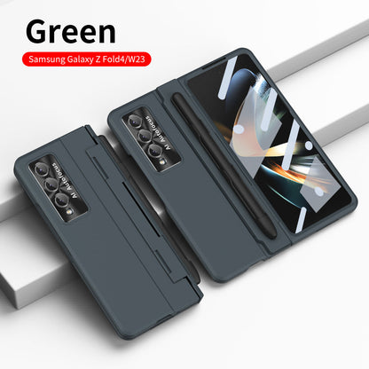 Enhanced Version of Armor Hinge Folding Shell Case For Samsung Galaxy Z Fold3 Fold4 5G With S-Pen Slot & Stylus - Mycasety Mycasety