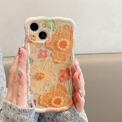 Luxury Pearl Oil Painting Flower iPhone Case