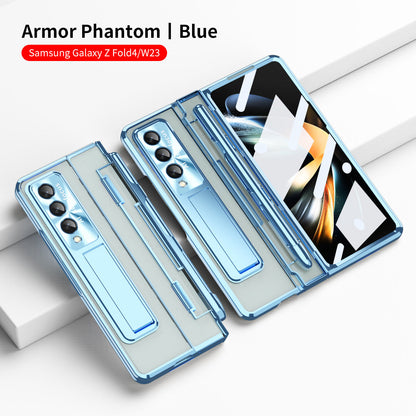 Armor Hinge Folding Magnetic Bracket Shell Case For Samsung Galaxy Z Fold3 Fold4 5G With S-Pen Slot & Stylus - Mycasety Mycasety