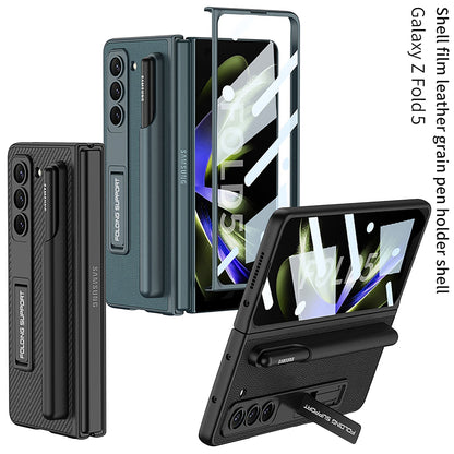 Samsung Galaxy Z Fold 5 Case with Front Screen Tempered Glass Protector & Pen Slot & Stylus - mycasety2023 Mycasety