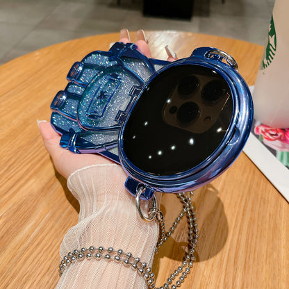 Gradient Glitter Astronaut Stand iPhone Case