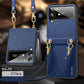 Solid Color Leather With Lanyard For Samsung Galaxy Z Flip3/4 Case
