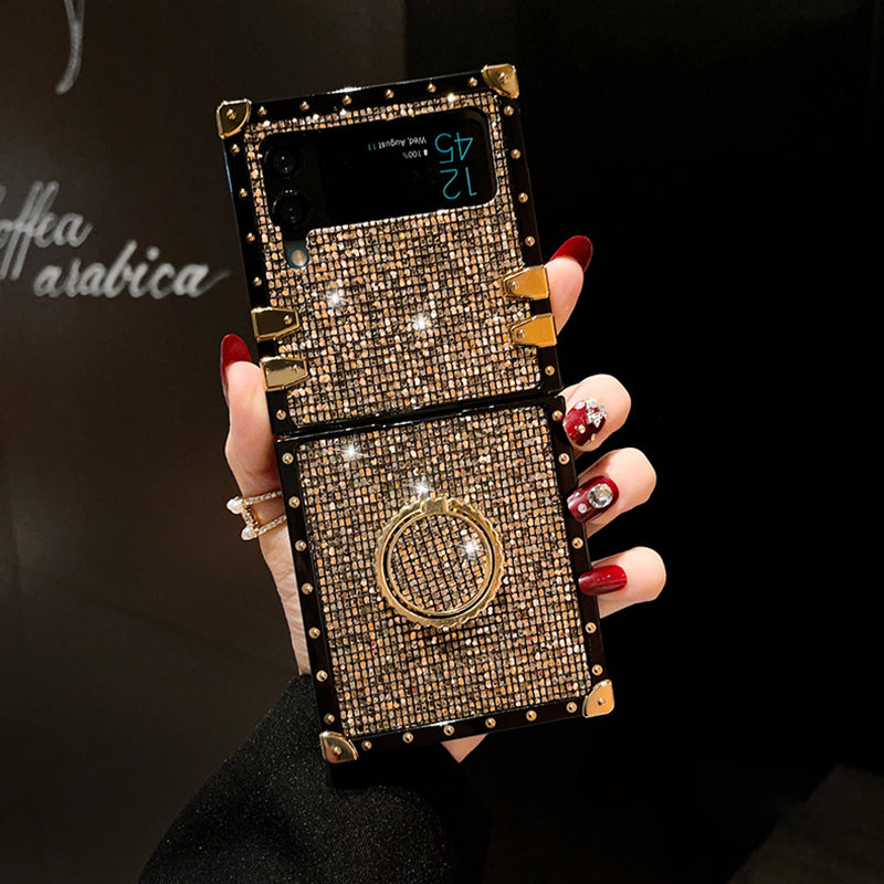 Glitter Diamond Band Ring Holder For Samsung Galaxy Z Flip3/4 Case