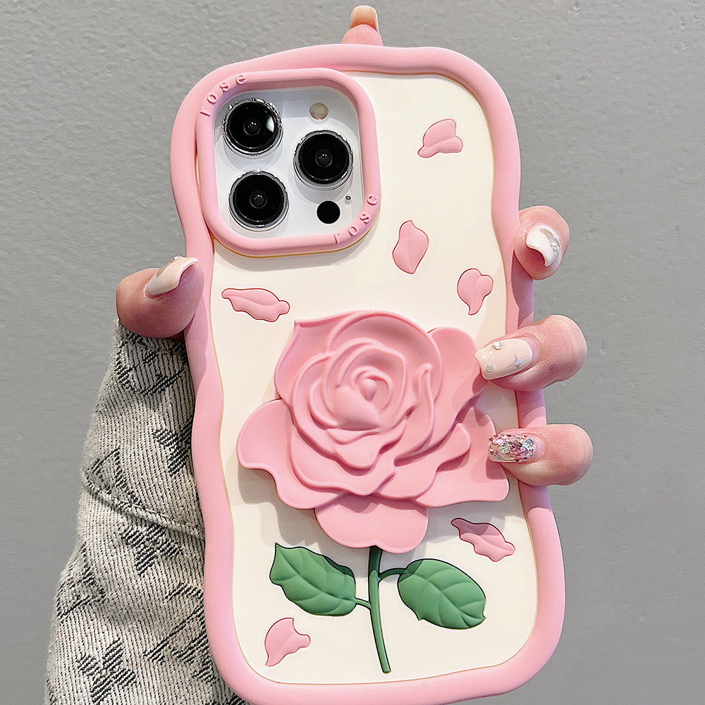 Three-dimensional Pink Flower iPhone Case