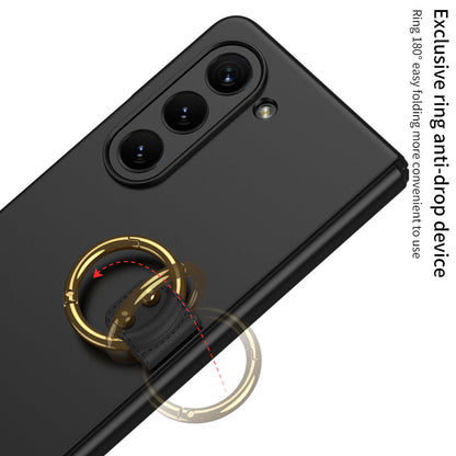 Electroplated Slim Samsung Galaxy Z Fold 5 Case with Front Screen Tempered Glass Protector & Ring - Mycasety Mycasety