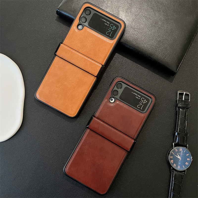 Simple Business All-inclusive Leather For Samsung Galaxy Z Flip3/4/5 Folding Case