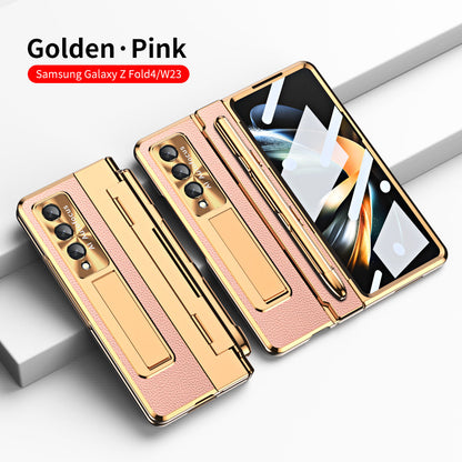 Armor Hinge Folding Magnetic Bracket Shell Case For Samsung Galaxy Z Fold3 Fold4 5G With S-Pen Slot & Stylus - Mycasety Mycasety