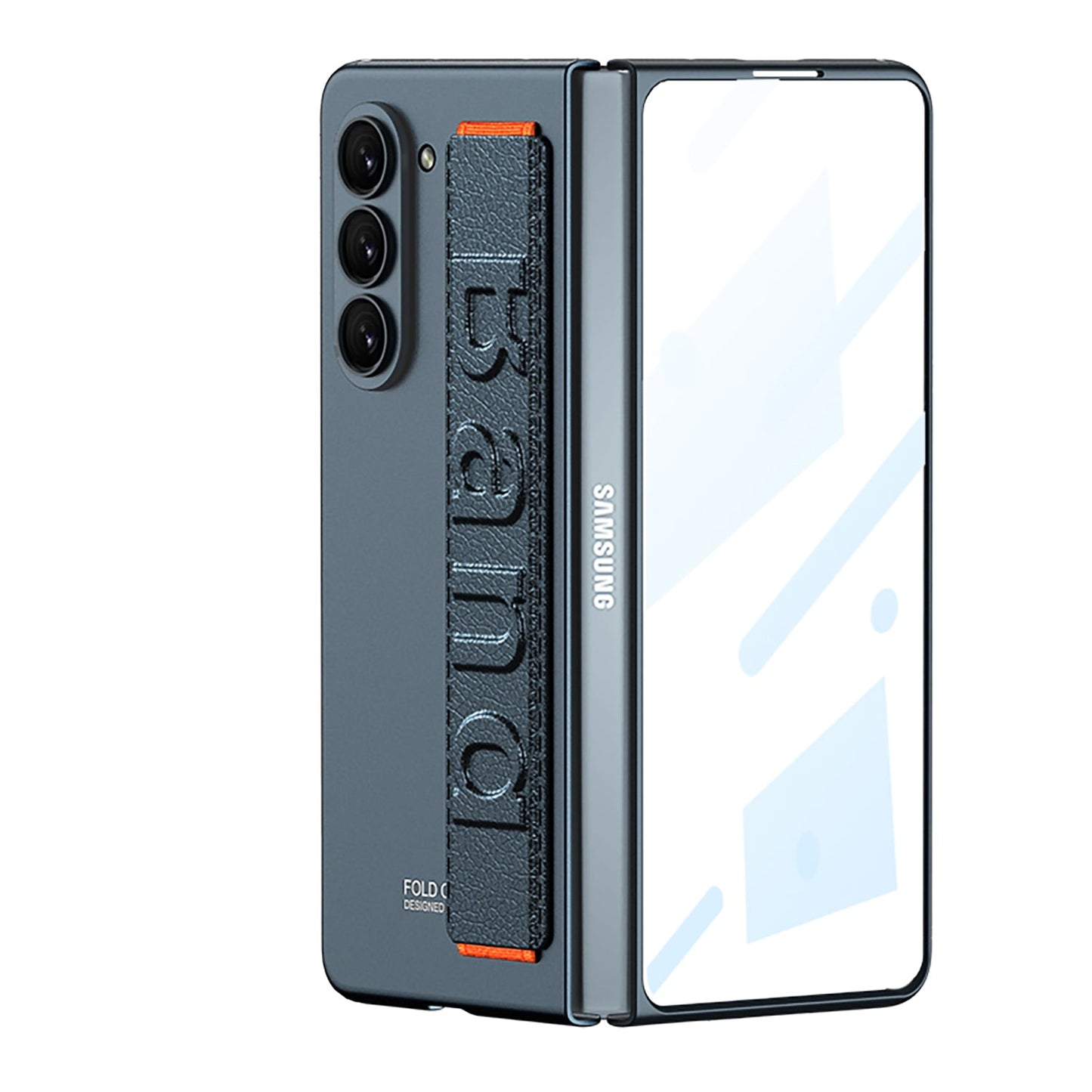 Ultra-Slim Samsung Galaxy Z Fold 5 Case with Front Screen Tempered Glass Protector & Wrist Band - Mycasety Mycasety