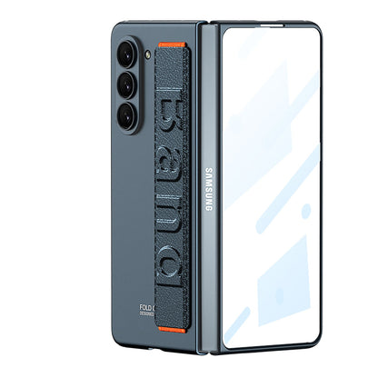 Ultra-Slim Samsung Galaxy Z Fold 5 Case with Front Screen Tempered Glass Protector & Wrist Band - Mycasety Mycasety
