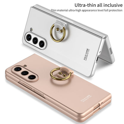 Electroplated Slim Samsung Galaxy Z Fold 5 Case with Front Screen Tempered Glass Protector & Ring - Mycasety Mycasety