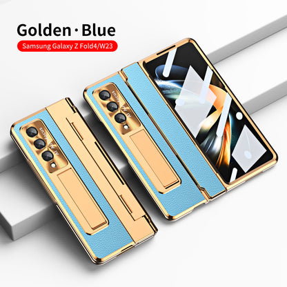 Armor Hinge Folding Magnetic Bracket Shell Case For Samsung Galaxy Z Fold3 Fold4 5G With S-Pen Slot & Stylus - Mycasety Mycasety