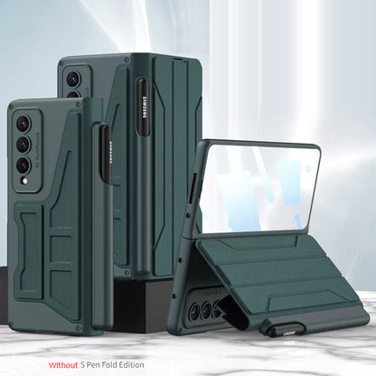 Business Samsung Galaxy Z Fold4 5G Flip Case Leather Cover With Film Detachable S Pen Holder - Mycasety Mycasety
