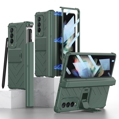 Armor Magnetic Hinge Slide S Pen Slot Screen Protector Case for Samsung Galaxy Z Fold3
