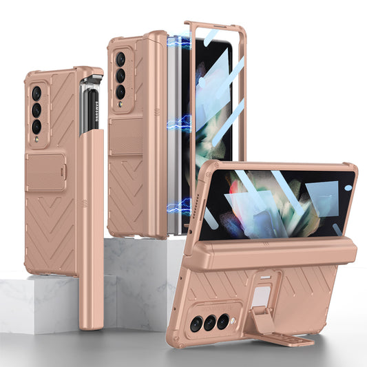 Armor Magnetic Hinge Slide S Pen Slot Screen Protector Case for Samsung Galaxy Z Fold3