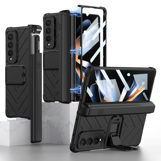 Armor Magnetic Hinge Slide S Pen Slot Screen Protector Case for Samsung Galaxy Z Fold4