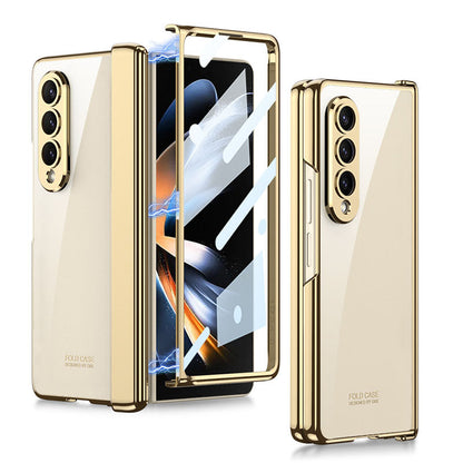 Electroplated Transparent Magnetic Hinge All-included Phone Case With Back Screen Protector For Samsung Galaxy Z Fold5 Fold4 - Mycasety Mycasety