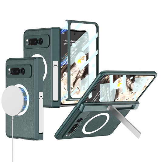 Magnetic Magsafe All-inclusive Invisible Bracket Leather Case For Google Pixel Fold With Back Screen Protector - mycasety2023 Mycasety