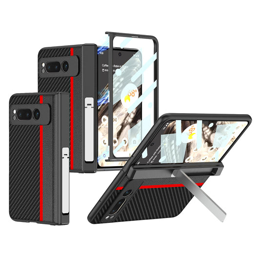 Magnetic All-inclusive Leather Case With Tempered Film For Google Pixel Fold With Invisible Bracket - mycasety2023 Mycasety