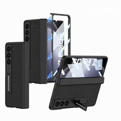 Magnetic Hinge Invisible Bracket All-included Protective Leather Phone Case For Samsung Galaxy Z Fold 5/4/3 - Mycasety Mycasety