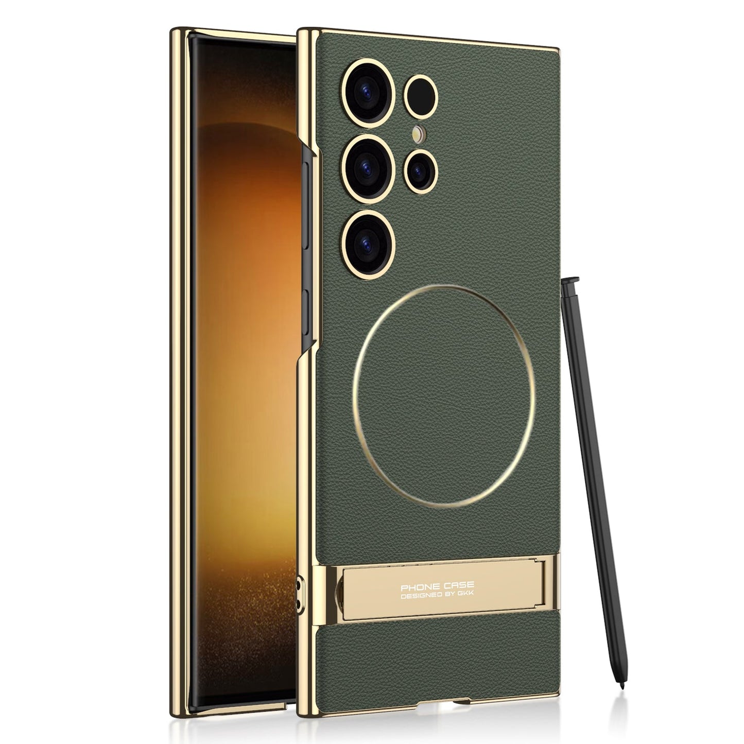 Magnetic Electroplated Leather Stand Case for Galaxy S24 Ultra