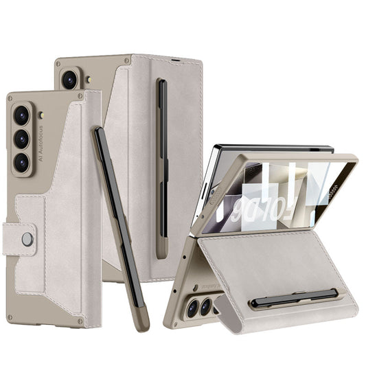 Luxurious Suede Cover Shockproof Phone Case With Screen Protector and Pen Slot For Galaxy Z Fold 7/6/5/4/3