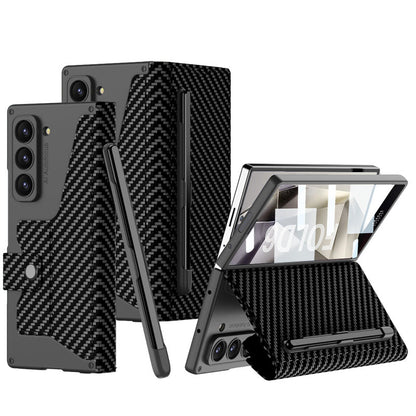 Luxurious Suede Cover Shockproof Phone Case With Screen Protector and Pen Slot For Galaxy Z Fold 7/6/5/4/3