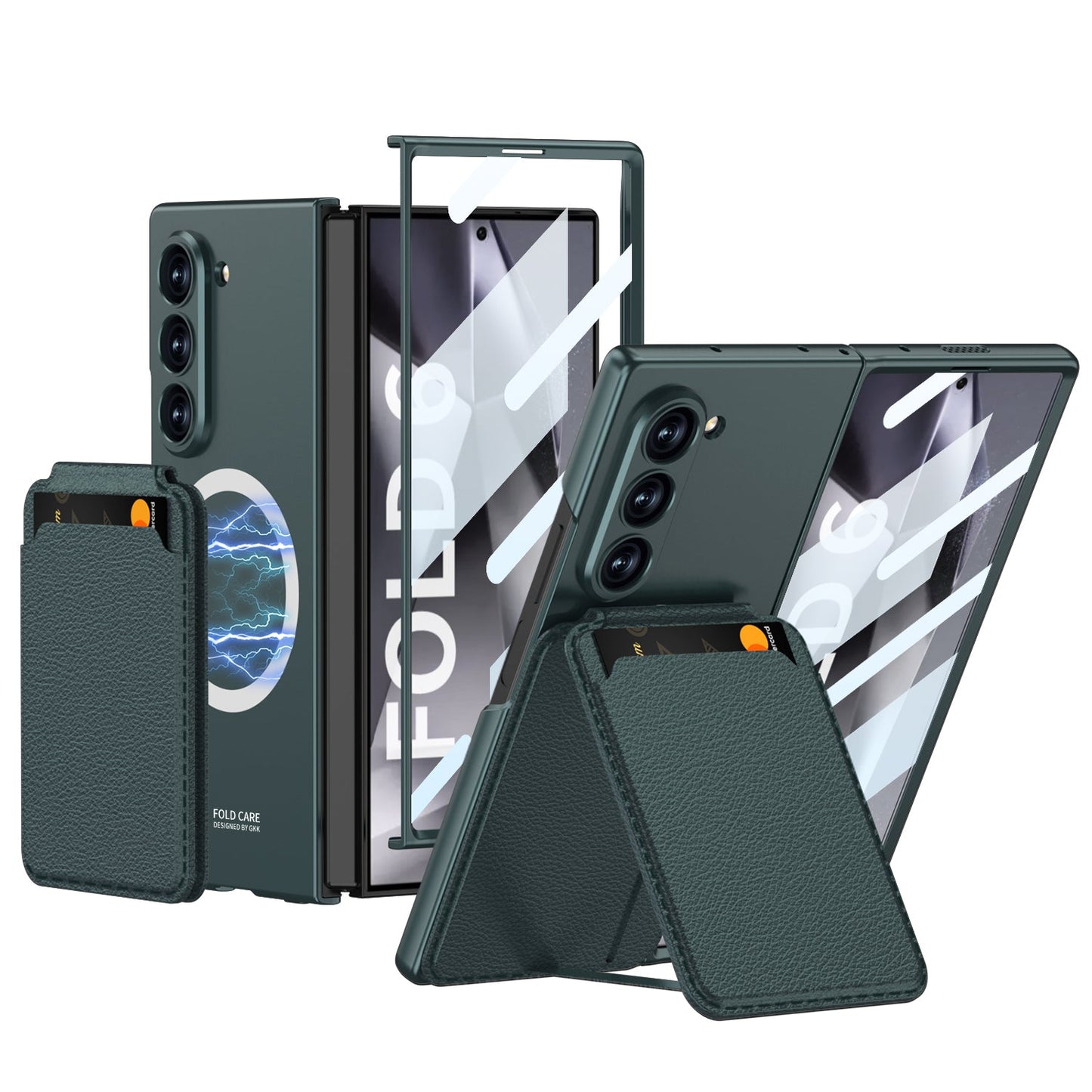 Magnetic Card Holder Shockproof Phone Case With Screen Protector For Galaxy Z Fold 7/6/5/4/3