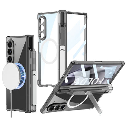 Magnetic Hinge Hidden Bracket All-included Clear Phone Case With Pen Box For Galaxy Z Fold 7/6/5