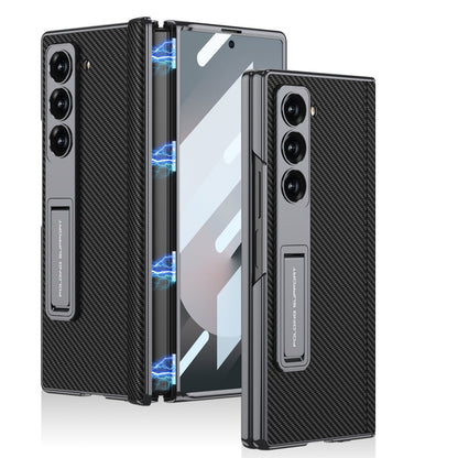 Magnetic Hinge Hidden Bracket All-included Leather Case With Back Screen Protector For Galaxy Z Fold 7/6/5