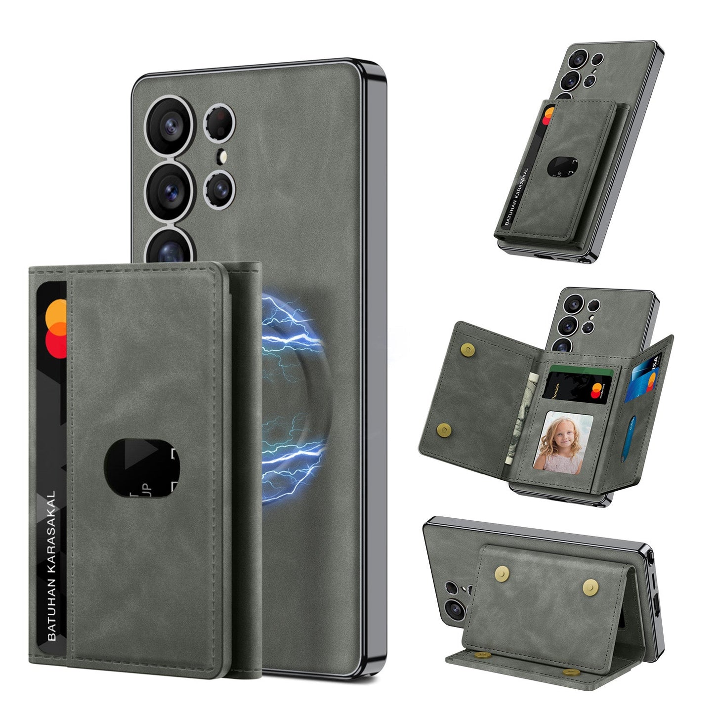 Magnetic Card Holder Detachable Leather Case for Galaxy S25 Ultra