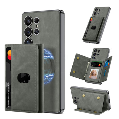 Magnetic Card Holder Detachable Leather Case for Galaxy S25 Ultra
