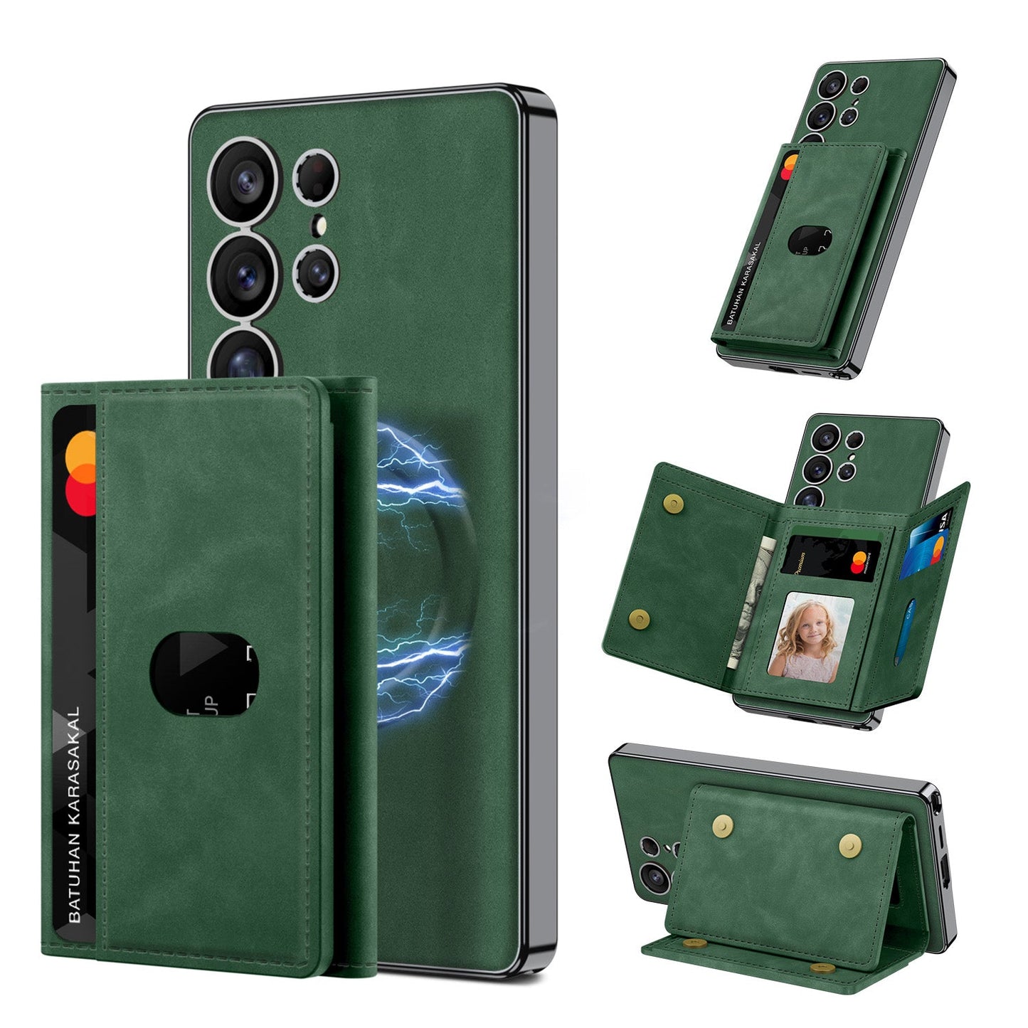 Magnetic Card Holder Detachable Leather Case for Galaxy S25 Ultra