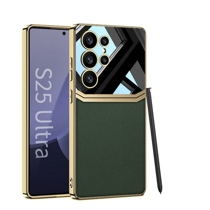 Luxury Leather Plating Case for Galaxy S25 Ultra