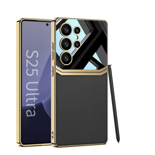 Luxury Leather Plating Case for Galaxy S25 Ultra