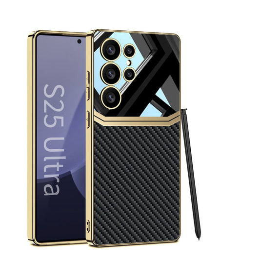 Luxury Leather Plating Case for Galaxy S25 Ultra