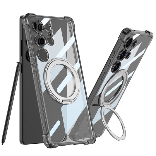 Magnetic 360¡ã Rotating Metal Stand 4-Corners Anti-Drop Case for Galaxy S25 Ultra