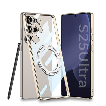Electroplating Phantom Rotating Metal Ring Bracket Case for Galaxy S25 Ultra