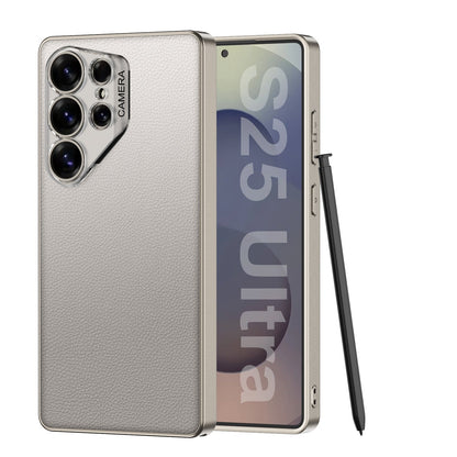 Ultra Thin Camera Lens Protector Leather Case for Galaxy S24 Ultra