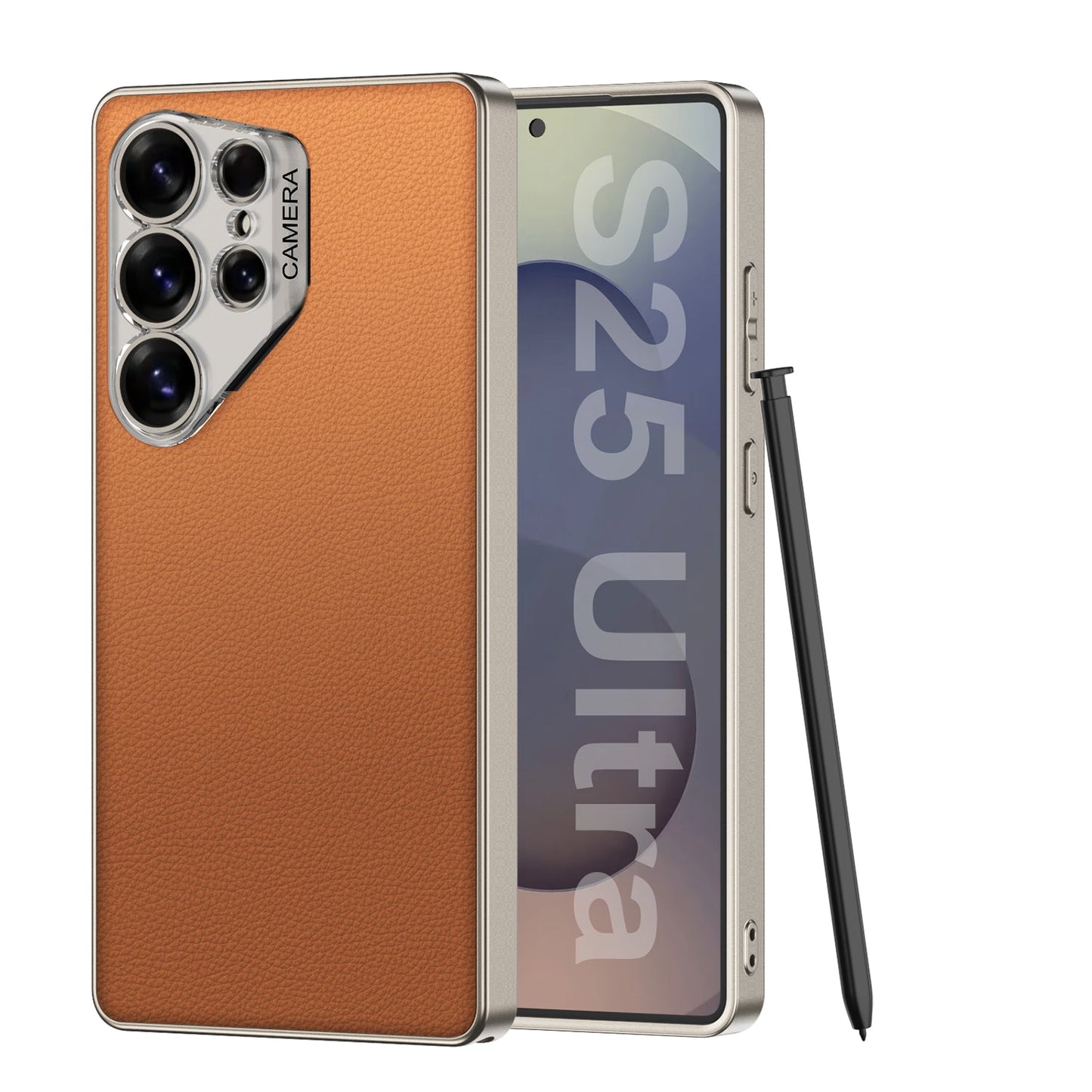 Ultra Thin Camera Lens Protector Leather Case for Galaxy S25 Ultra