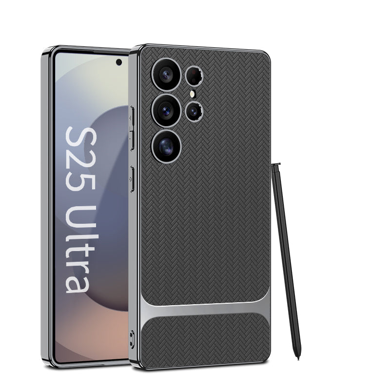 Wood Grain Spliced Leather Case for Galaxy S24 Ultra