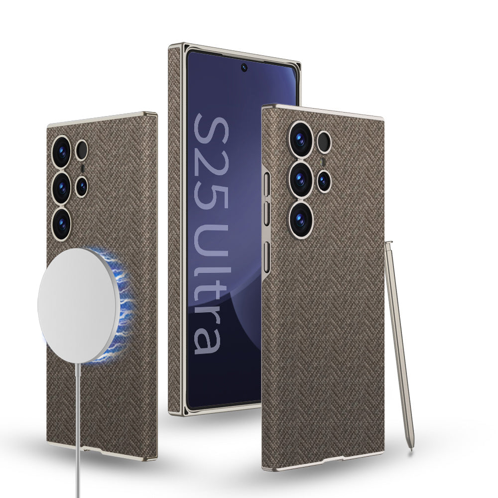 Built-in Magnetic Leather Case for Galaxy S24 Ultra